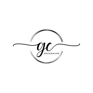 GC Initial handwriting logo with circle template vector Stock Illustration