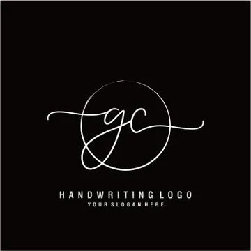 GC Initial handwriting logo design Stock Illustration