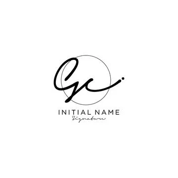 GC Initial handwriting logo design Stock Illustration