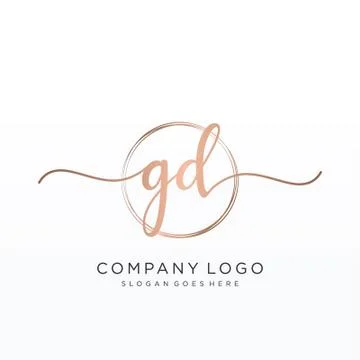 GD Initial handwriting logo design Stock Illustration