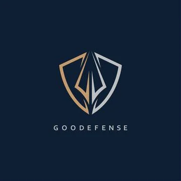 GD letter spear and shield icon vector concept design template Stock Illustration