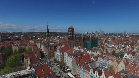 Gdansk, center, top view Stock Footage