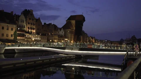 Gdańsk in the evening, 8K Stock Footage 163275649