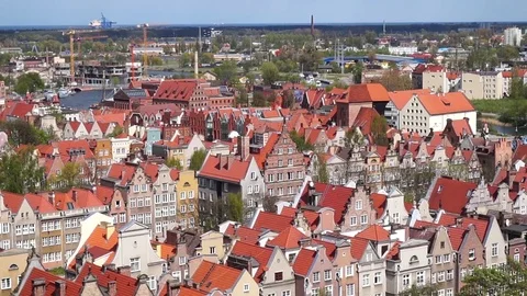 Gdansk Panoramic View On Old District Stock Footage 72945785