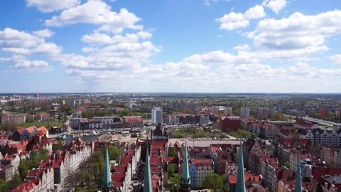 Gdansk Panoramic View On Old District Stock Footage 75934028