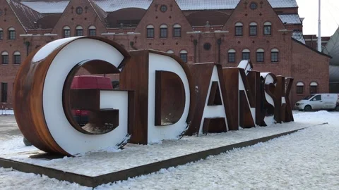 Gdansk, Poland, A bench in front of a building Stock Footage 134284652