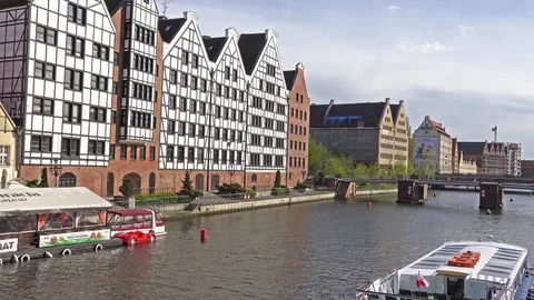 GDANSK, POLAND: Gdansk Old Town and Motlawa River. Stock Footage