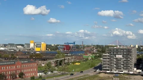 Gdańsk Shipyard with Cranes, August 10, 2024 Stock Footage 281903554