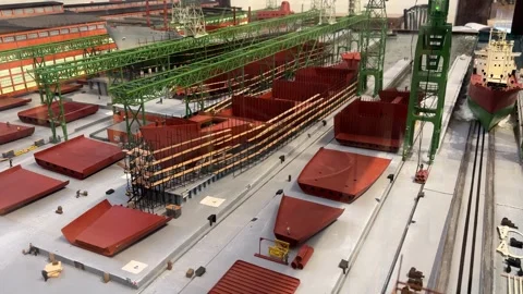 Gdańsk Shipyard with Cranes, August 10, 2024 Stock Footage 281904041