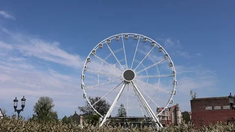 Gdansk, view of the Ferris wheel over the Motlawa River Stock Footage 337063107
