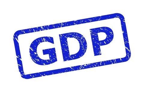 GDP Stamp with Grunge Surface and Rounded Rect Frame Stock Illustration