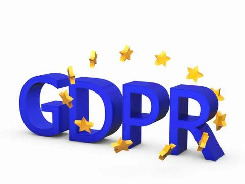 GDPR 3D concept isolated on white with globe and EU Illustrazione stock