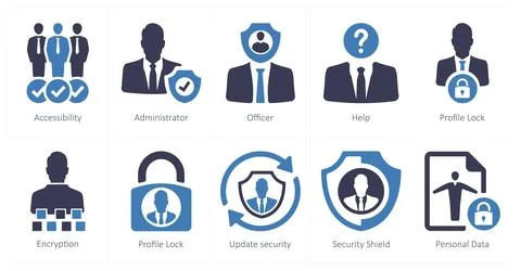 Gdpr as accessibility, administrator, officer Stock Illustration