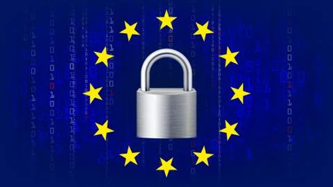 GDPR Background Vector. Padlock. Blue Matrix. Internet Regulation. Protection Of 스톡 일러스트