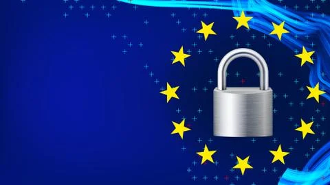 GDPR Background Vector. Padlock. Protection Of Personal Data. Stars. Security Stock Illustration