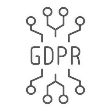 Gdpr circuit thin line icon, personal and privacy, chip sign, vector graphics, a Stock-Illustration