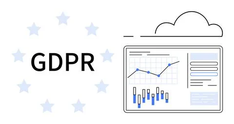 GDPR Compliance and Data Analytics with Cloud Storage Integration Illustrazione stock