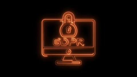 Gdpr compliance and data protection concept with neon style monitor and lock Stock Footage 322969591