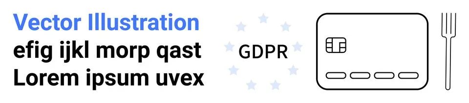 GDPR Compliance and Data Security Concept with Credit Card Icon and Encrypt.. Stock Illustration