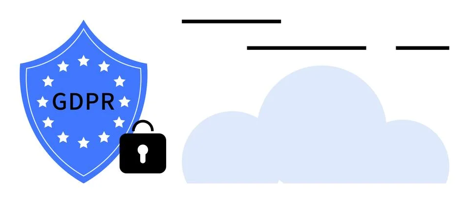 GDPR Compliance with Cloud Security and Data Protection Shield Stockillustratie