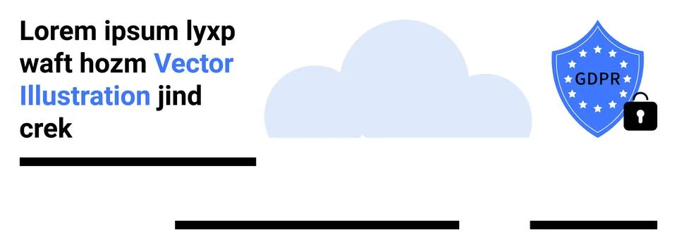 GDPR Compliance Cloud Security with Shield Lock Icon 스톡 일러스트