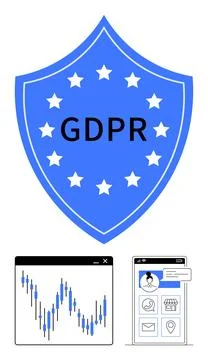 GDPR Compliance with Data Analytics and Digital Security Elements Stock Illustration