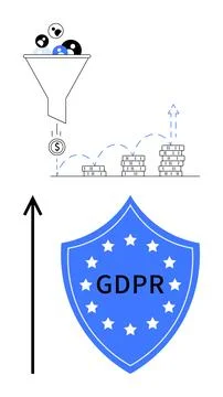 GDPR Compliance in Data Processing and Financial Growth with Security Measure Illustrazione stock