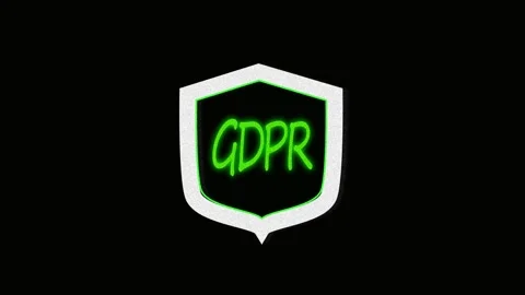 GDPR compliance visual with white shield and glowing green neon outline hig.. Stock Footage 321451256