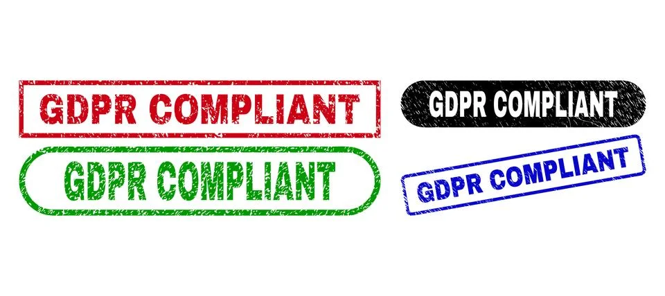GDPR COMPLIANT Rectangle Stamps Using Corroded Texture Stock Illustration
