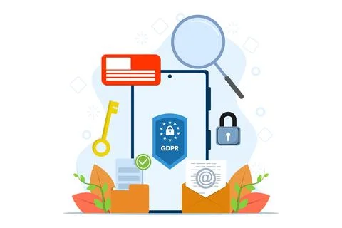 GDPR concept, General Data Protection Regulation, Network data security. Stock Illustration