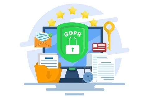 GDPR Concept, General Data Protection Regulation, Network data security. Stock Illustration