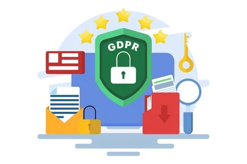 GDPR Concept, General Data Protection Regulation, Network data security. Stock Illustration