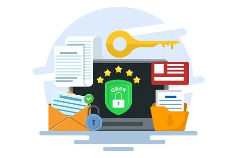 GDPR Concept, General Data Protection Regulation, Network data security. Stock Illustration