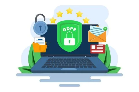 GDPR Concept, General Data Protection Regulation, Network data security. Stock Illustration