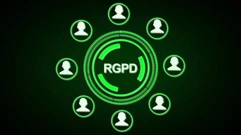 GDPR data protection network animation displays professional green HUD keys.. Stock Footage 341130082