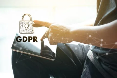 GDPR. Data Protection Regulation IT technologist Data Security system Shield  Stock Photos