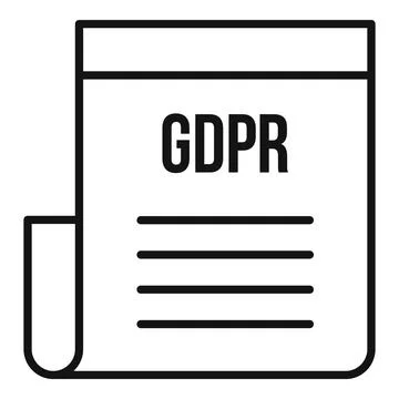 GDPR document icon, outline style Stock Illustration
