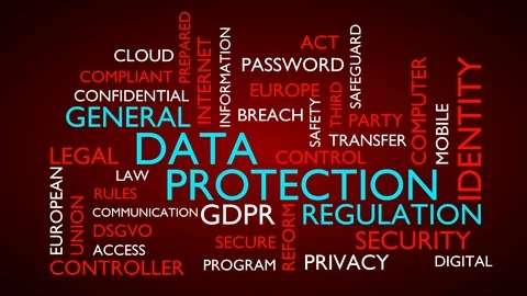 GDPR, DSGVO - general data protection regulation word tag cloud. Stock Footage 88449547