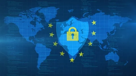 GDPR European Data Protection Shield and Padlock Animation. Video stock 344527950