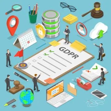 GDPR flat isometric vector concept. Stock-Illustration