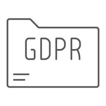 Gdpr folder thin line icon, information and document, file sign, vector graphics Stock Illustration