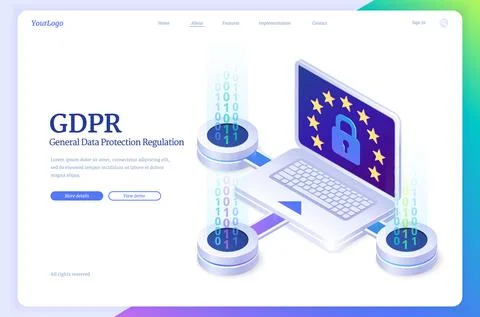 GDPR, general data protection isometric landing Illustrazione stock