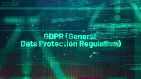GDPR (General Data Protection Regulation) Word on High Technology Futuristic Stock Footage 343563888