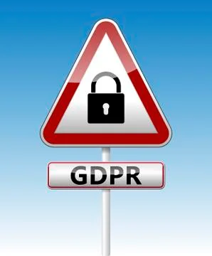 GDPR - General Data Protection Regulation. Traffic sign with padlock Stock Illustration