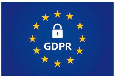 GDPR - General Data Protection Regulation. EU flag with stars and padlock Stockillustratie