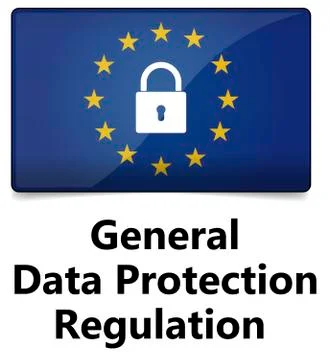 GDPR - General Data Protection Regulation. EU flag with stars and padlock Stock Illustration