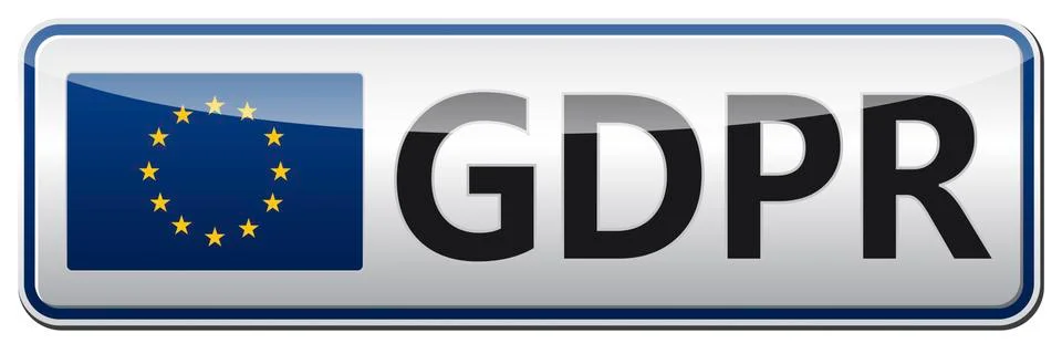 GDPR - General Data Protection Regulation. Glossy banner with EU flag and sha Stock Illustration