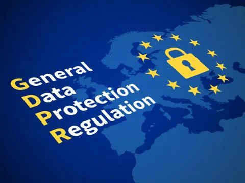 Gdpr general data protection regulation. Eu computer safeguard regulations and Stock Illustration