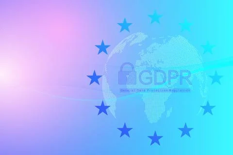 GDPR - General Data Protection Regulation. Dotted Europe map and flag Illustrazione stock