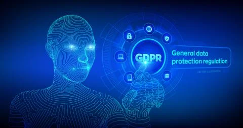 GDPR. General Data Protection Regulation. Cyber security and privacy concept  Illustrazione stock
